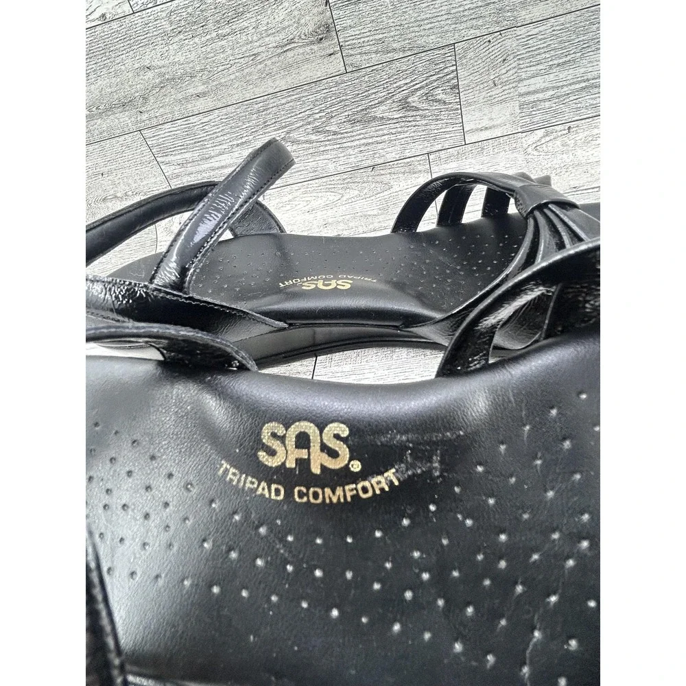 SAS Shoes Womens Size 8.5M Black Leather Tripad Comfort Sandals Made USA Buckle‎